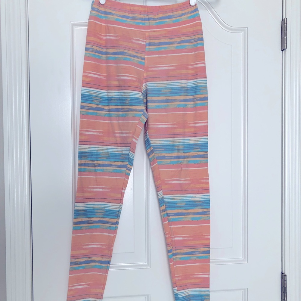 🦄🦄 LulaRoe leggings Beach coral blue stripe OS